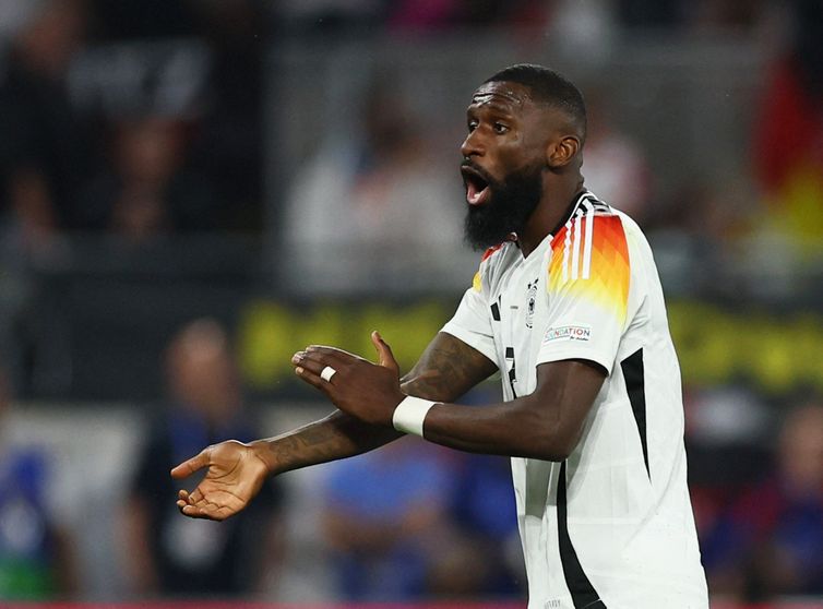 Soccer Football - Euro 2024 - Round of 16 - Germany v Denmark - Dortmund BVB Stadion, Dortmund, Germany - June 29, 2024 Germany's Antonio Rudiger reacts before Germany are awarded a penalty kick following a VAR review REUTERS/Thilo Schmuelgen