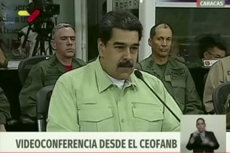 Presidente da Venezuela, Nicolás Maduro, durante videoconferência.