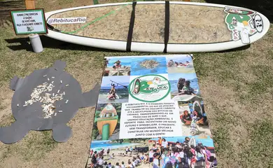 Rio de Janeiro (RJ), 22/03/2025 – No Dia Mundial da Água, o Clean Up Bay une voluntários para limpeza da praia do Flamengo, na zona sul do Rio de Janeiro. Foto: Tomaz Silva/Agência Brasil