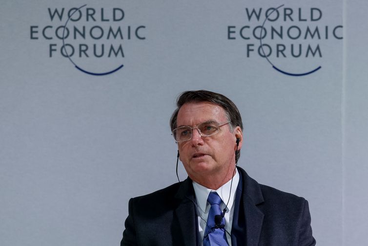 O Presidente da República, Jair Bolsonaro,durante reunião do Conselho Internacional de Negócios no  Fórum Econômico Mundial em Davos
  