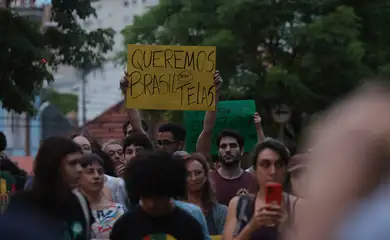 São Paulo (SP) 03/11/2025 - São Paulo (SP) 03/11/2025 Ato em Defesa do Audiovisual Brasileiro Independente , concentração na Cinemateca. Brasileira em SP. Foto Paulo Pinto/Agencia Brasil