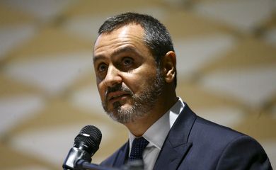O diretor-geral da Polícia Federal, Andrei Passos, durante cerimônia de posse na sede da corporação, em Brasília.