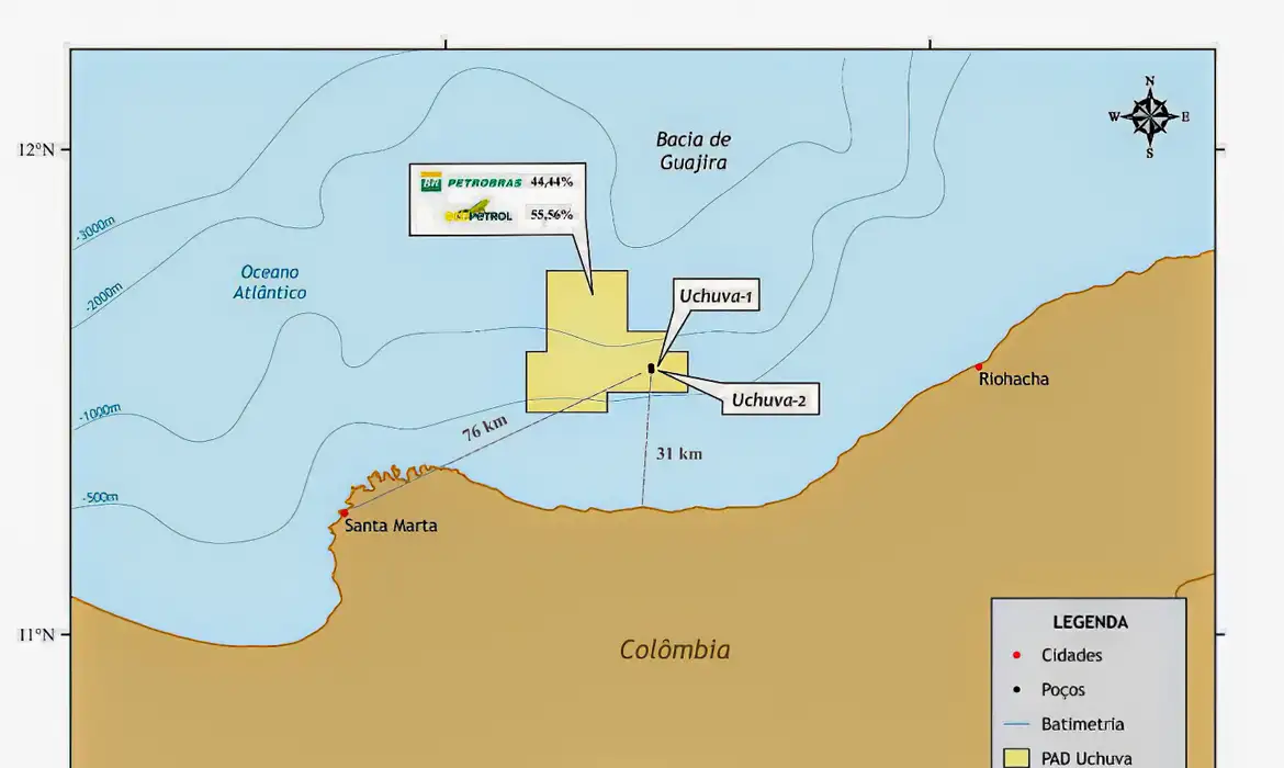 Rio de Janeiro (RJ) 05/08/2024 -Petrobras confirma descoberta de gás em águas profundas na Colômbia
Mapa Petobras/Divulgação