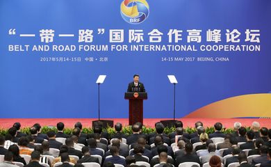 O presidente chinês Xi Jinping discursa durante coletiva de imprensa no Fórum do Cinturão e da Rota, em Pequim  