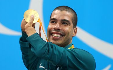 Rio de Janeiro,16 de setembro de 2016. - JOGOS PARALÍMPICOS RIO 2016 - Natação - 50m costas masculino S5 - Daniel Dias - Medalha de ouro 