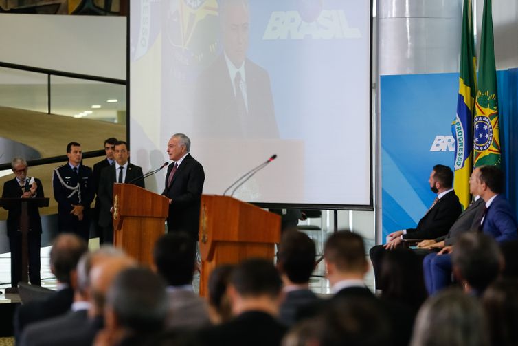 O presidente Michel Temer durante cerimônia de anúncio de medidas para o fortalecimento da agricultura familiar, no Palácio do Planalto.