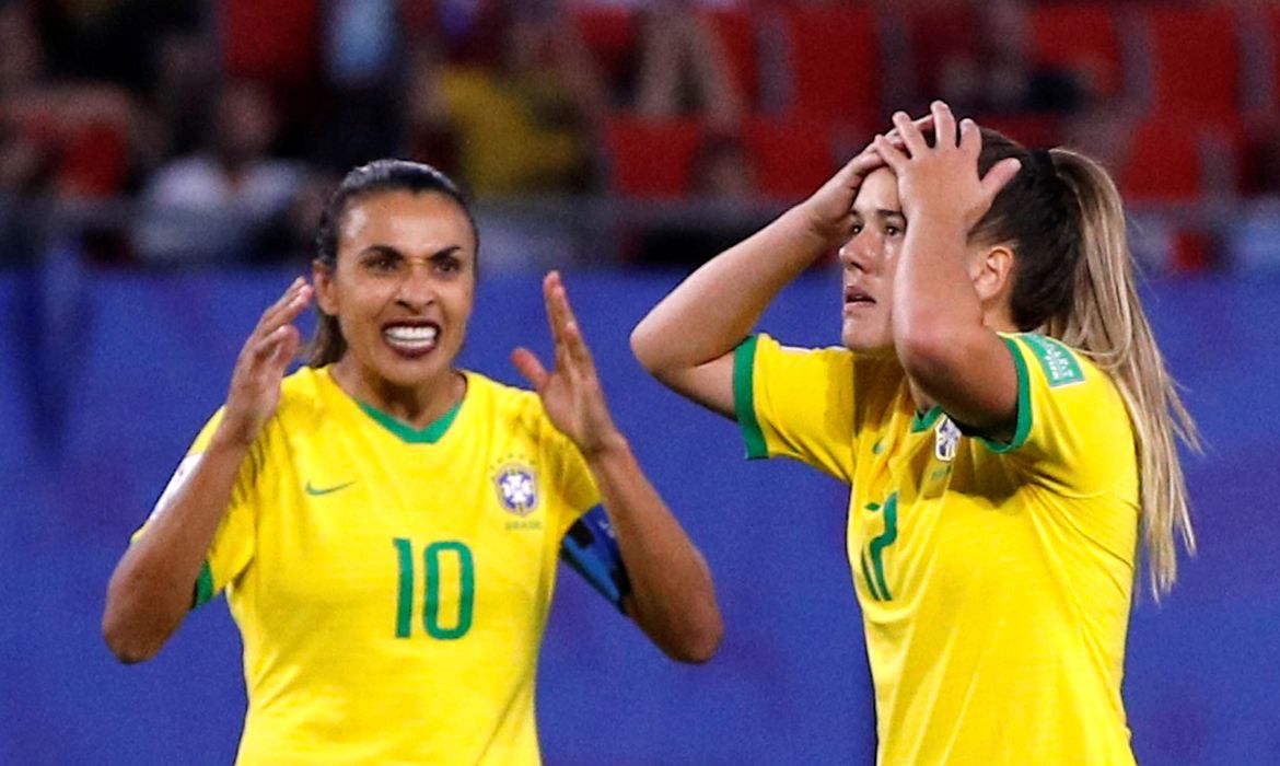 Marta e Andressinha na Copa do Mundo de Futebol Feminino. 