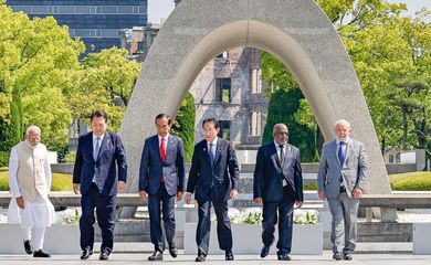 Hiroshima-Japão. 21/05/2023  Visita ao Parque Memorial da Paz de Hiroshima, onde depositamos flores no Cenotáfio, monumento às vítimas da bomba atômica de Hiroshima. Que a humanidade jamais veja outra tragédia como essa.
Foto Ricardo Stuckert/