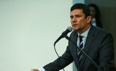 O ministro da Justiça e Segurança Pública, Sergio Moro; participa do lançamento do canal exclusivo para receber denúncias de atos ilícitos praticados contra a administração pública