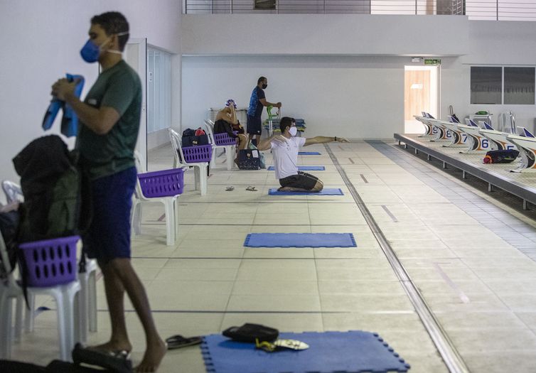 7.07.20 - Volta aos treinos de Natação no Centro de Treinamento Paralímpico Brasileiro  depois de quarentena de 100 dias por causa do Coronavírus. Foto: Ale Cabral/CPB.
