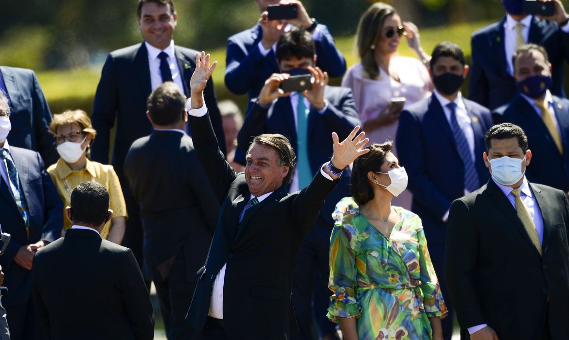 O presidente Jair Bolsonaro, ministros e autoridades participam de cerimônia comemorativa do 7 de Setembro, no Palácio da Alvorada.